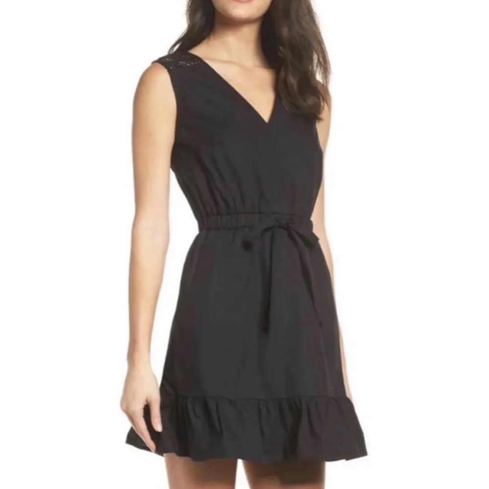 Anthropologie Greylin black sleeveless bow dress